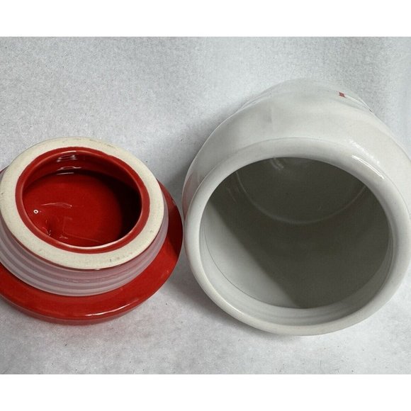 “Dash” White Ceramic Red Lid Canister Unbranded - Picture 5 of 7
